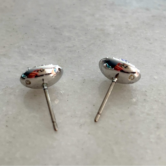 Genuine Swarovski Crystal silver rhodium plated earrings, with purple stone. - Picture 3 of 4